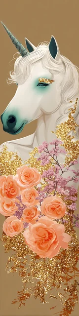 Free dragon bookmark with a floral unicorn on beige